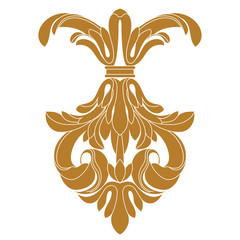 Golden vintage baroque ornament, corner. Retro pattern antique style acanthus.