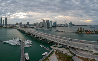 Fototapeta na wymiar Aerial view of Bay in Miami Florida, USA