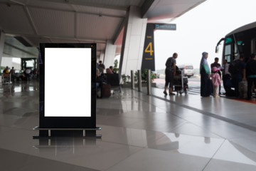 beautiful blank advertising billboard at airport background large LCD advertisement