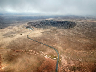High angle aerial of Meteor Crater, Arizona. - 273897731