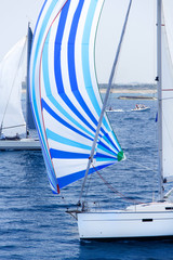 Sailing yachts during regatta  Brindisi Corfu 2019