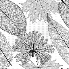 Wallpaper murals Skeleton leaves Seamless pattern with colored leaves. Vector, EPS 10.