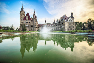 WROCLAW, POLAND - JUNE 15, 2019: Castle in Moszna near Opole, Poland. One of the most beautiful...