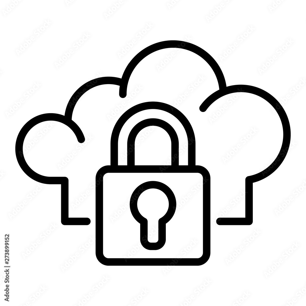 Poster cloud data firewall icon. outline cloud data firewall vector icon for web design isolated on white b