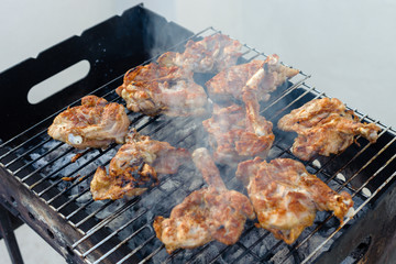 Chicken pieces are grilled. Mediterranean Kitchen