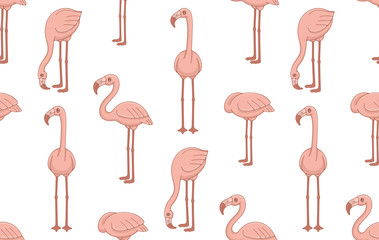 Obraz premium Seamless Pattern with Pink Flamingos. isolated on white background