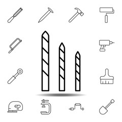 bits, carbide, drill icon. Simple thin line, outline vector element of Construction tools icons set for UI and UX, website or mobile application
