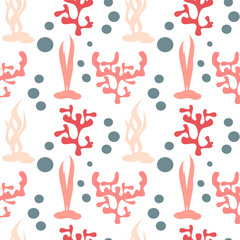 cute summer seamless vector pattern background illustration with corals