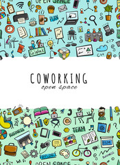 Coworking space, seamless pattern for your design