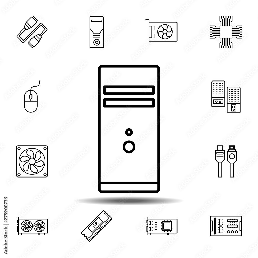 Poster hardware, pc, server icon. simple thin line, outline vector element of hardware icons set for ui and