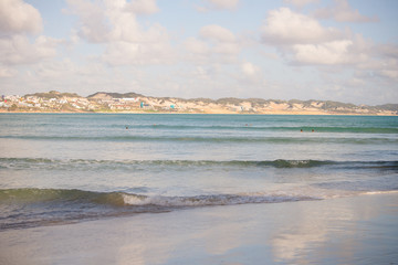 beach at sunset ponta negra northeast brazil, beach background