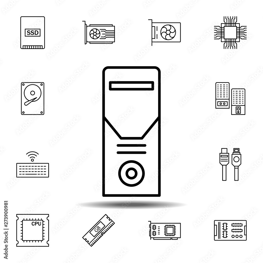 Poster hardware, pc, server icon. simple thin line, outline vector element of hardware icons set for ui and