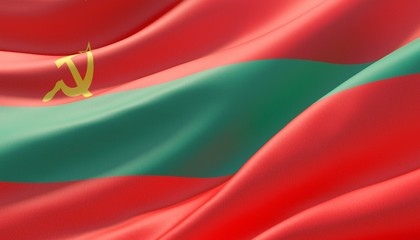 Obraz premium Waved highly detailed close-up flag of Transnistria. 3D illustration.