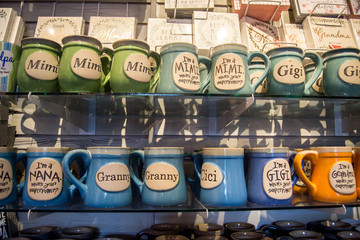 Rows of souvenir cups