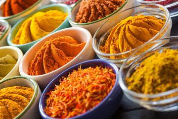 Beautiful composition of multicolored spices