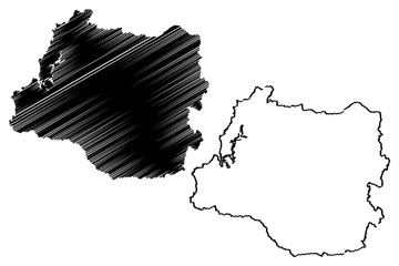 Los Rios Region (Republic of Chile, Administrative divisions of Chile) map vector illustration, scribble sketch Los Rios map....