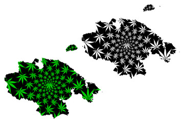 Chukotka Autonomous Okrug (Russia, Russian Federation, Autonomous okrug ) map is designed cannabis leaf green and black, Chukotka Autonomous Okrug map made of marijuana (marihuana,THC) foliage....