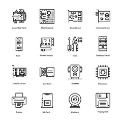 Computer Hardware Vector Icons Bundle