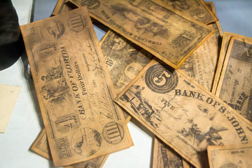 Old vintage money from 1800s