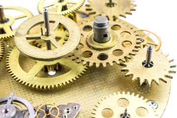 Abstract background from the old cog-wheels of old mechanism from a bronze.