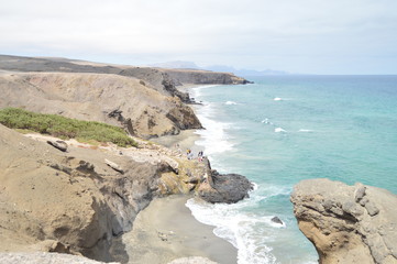 Wonderful Desert Cliffs At The Bottom Of The Urchins In Punta Guadalupe. July 4, 2013. Punta Guadalupe La Pared Fuerteventura Canary Islands. Nature Vacation