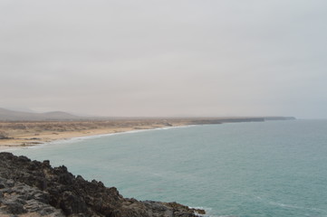 Aljibe Of The Cove Beach View From Castle In El Cotillo. July 4, 2013. El Cotillo La Oliva Fuerteventura Canary Islands. Nature Vacation
