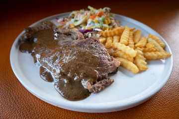 Beef Sirloin Steak with Black Pepper sauce