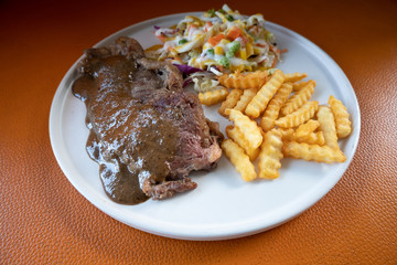 Beef Sirloin Steak with Black Pepper sauce