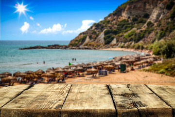 Fototapeta premium desk of free space and summer beach 