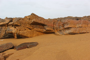 rochers sur la Côte sauvage en hiver près des Sables-d'Olonne