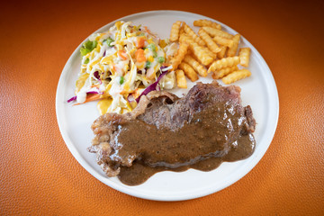 Beef Sirloin Steak with Black Pepper sauce