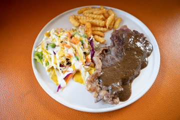Beef Sirloin Steak with Black Pepper sauce