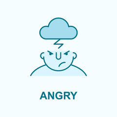angry on mind field outline icon