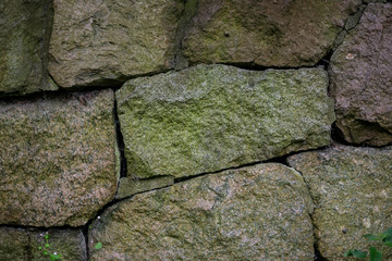 old stone boulder wall granite