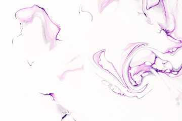 Acrylic abstract paint violet waves. Marbled, beautiful granite texture.