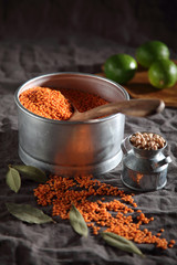 Ingredients for cooking red lentils
