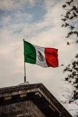flag in front of building