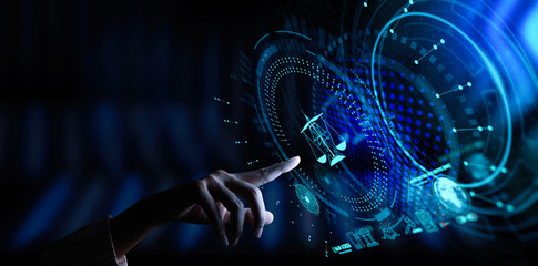 Legal advice technology service concept with business hand working with modern Ui computer.