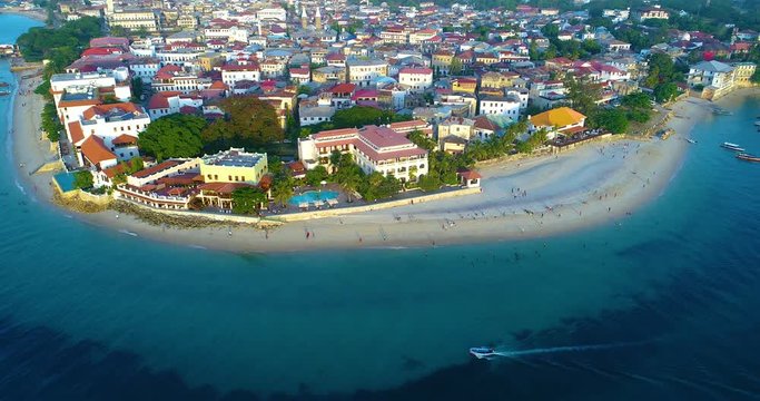 Aerial. Stone town, Zanzibar, Tanzania.