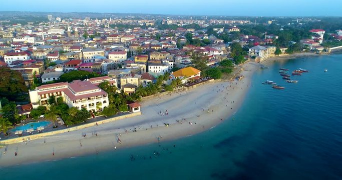 Aerial. Stone town, Zanzibar, Tanzania.