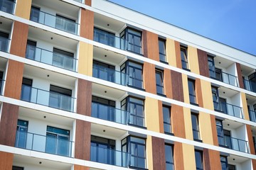 Modern European residential apartment buildings quarter. 