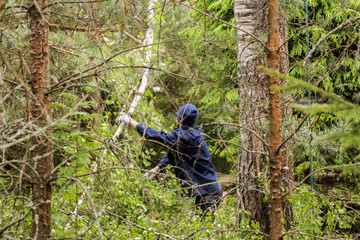 Worker in the forest.