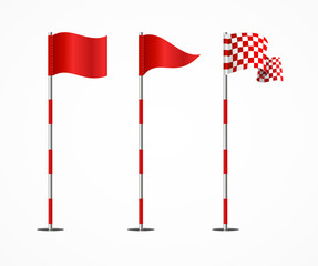 Realistic 3d Detailed Golf Flag Set. Vector - 273914982