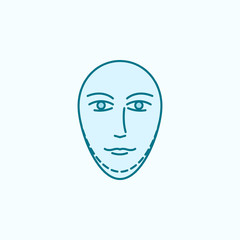 Anti aging neck surgery field outline icon