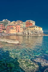Crystal clear water with sparkling sun, Boccadasse