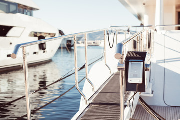 Intercom system on modern yacht entry