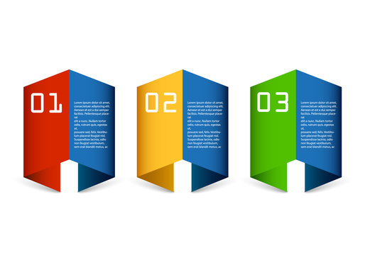 Three color banners set with number and place for your content - Vector