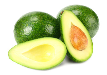 fresh avocado with slices isolated a on white background