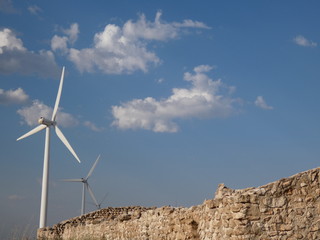 wind turbine on blue sky