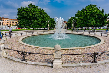 Fountain at Prato della Valle square in Padua, Italy.